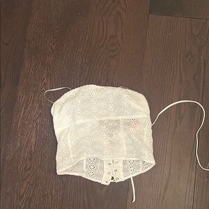 Edikted White Lace Strapless Top